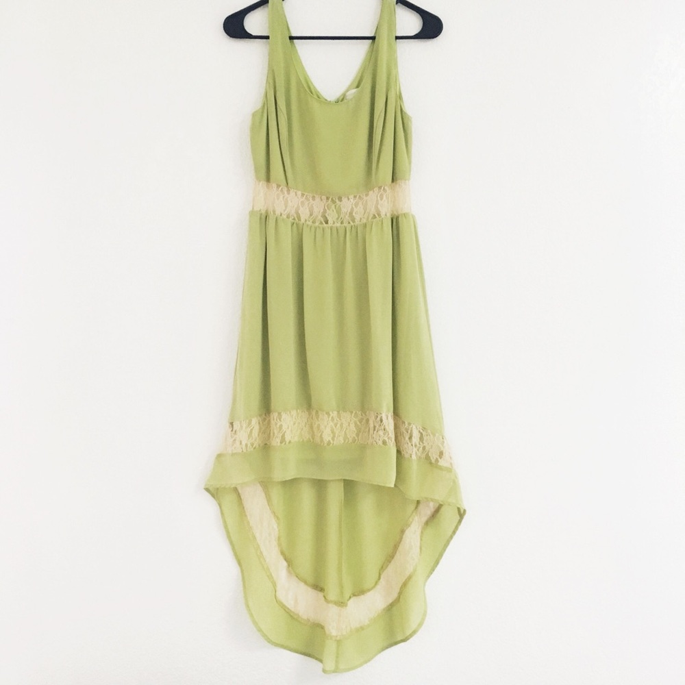 Jealous Tomato Aged Lace Sheer Hi-Low Maxi Dress
